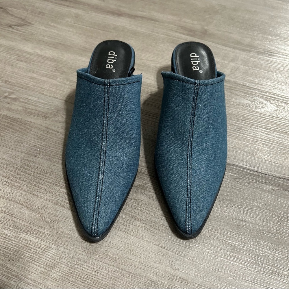 Pointed Denim Mule